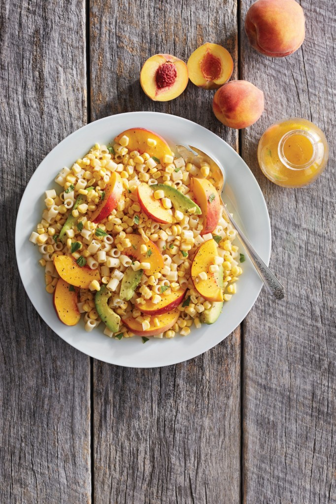 Peach Avocado Corn Pasta Salad